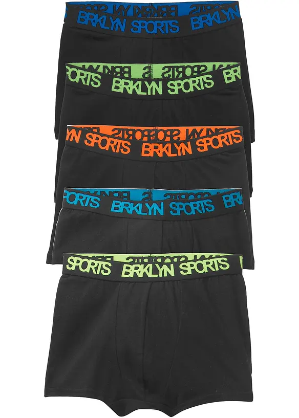 Boxershorts mit weicher Baumwolle (5er-Pack) in schwarz von vorne - bonprix