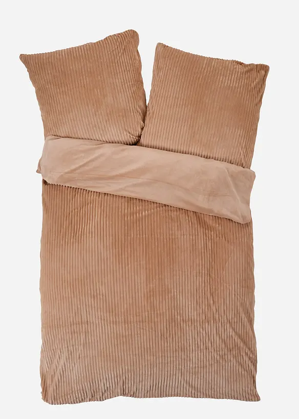 Wendbare Cashmere Touch Bettwäsche in Cordoptik in beige von vorne - bonprix