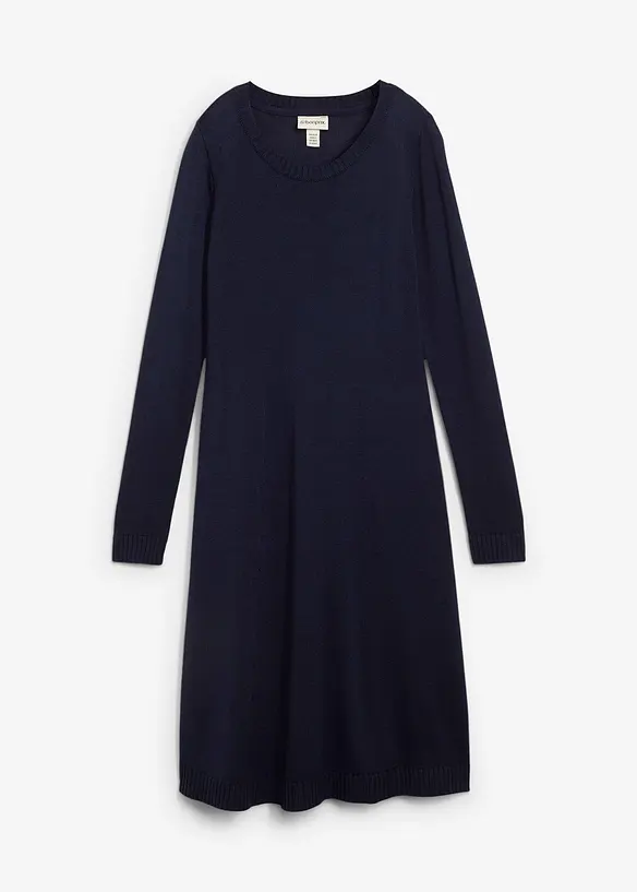 Strickkleid in ausgestellter Form in blau von vorne - bonprix