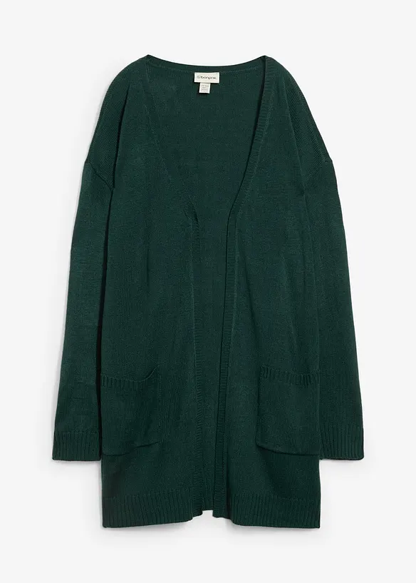 Longstrickjacke in grün von vorne - bonprix