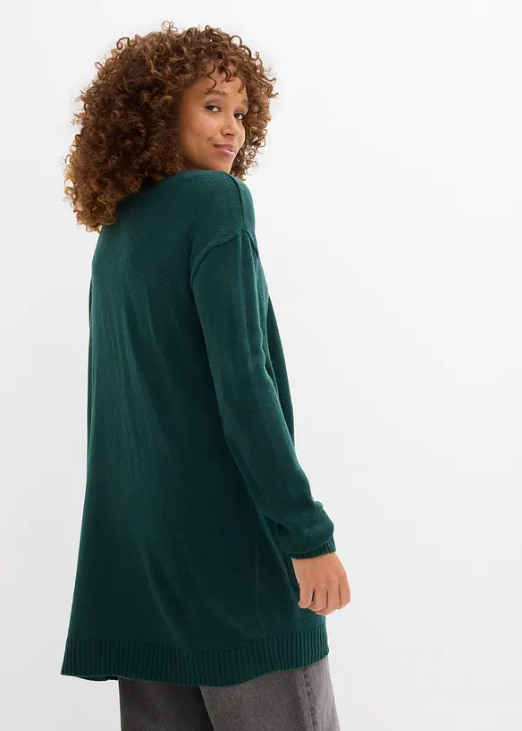 Longstrickjacke in grün von hinten (im Anschnitt) - bonprix