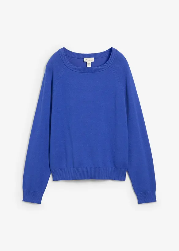 Feinstrickpullover in blau von vorne - bonprix