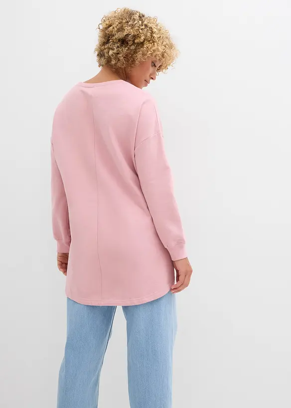 Oversize-Sweatshirt aus reiner Baumwolle in rosa von hinten (im Anschnitt) - bonprix