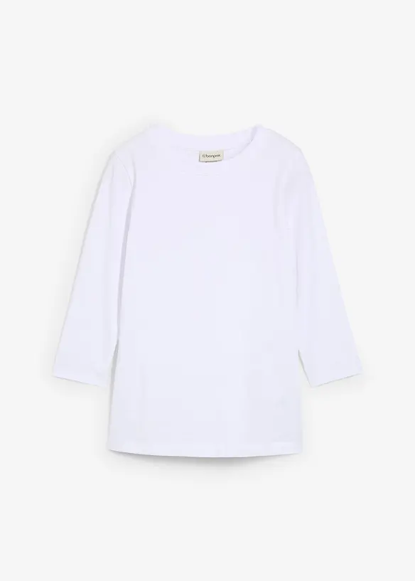 3/4-Armshirt mit reiner Bio-Baumwolle in weiß von vorne - bonprix 3/4-Armshirt mit reiner Bio-Baumwolle in weiß von vorne - bonprix