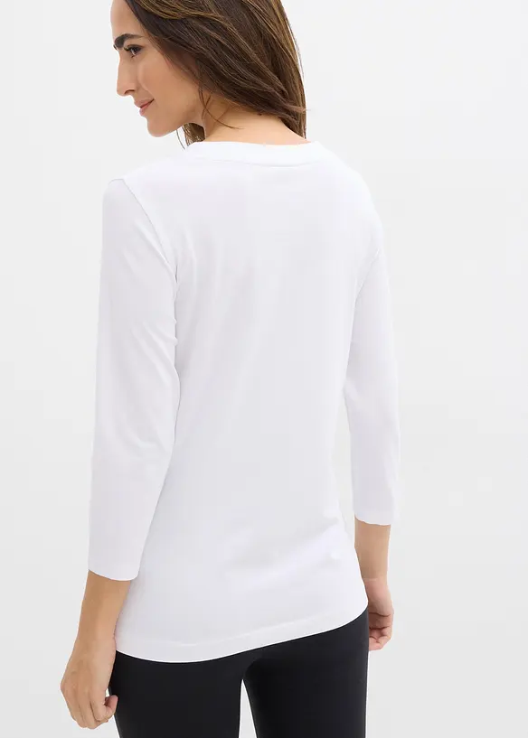 3/4-Armshirt mit reiner Bio-Baumwolle in weiß von hinten (im Anschnitt) - bonprix 3/4-Armshirt mit reiner Bio-Baumwolle in weiß von hinten (im Anschnitt) - bonprix