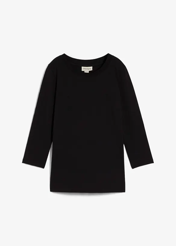 3/4-Armshirt mit reiner Bio-Baumwolle in schwarz von vorne - bonprix 3/4-Armshirt mit reiner Bio-Baumwolle in schwarz von vorne - bonprix