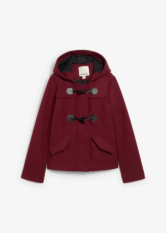 Duffle-Jacke, Wollimitat in rot von vorne - bonprix