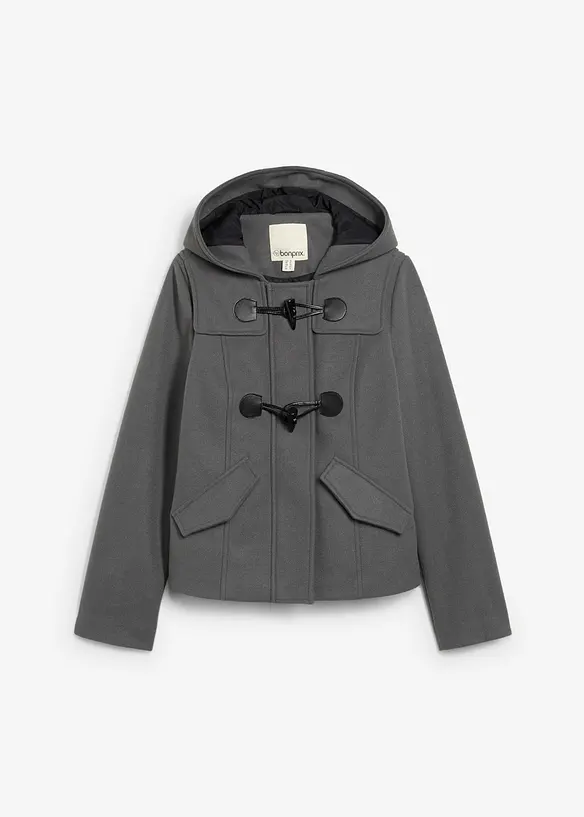 Duffle-Jacke, Wollimitat in grau von vorne - bonprix