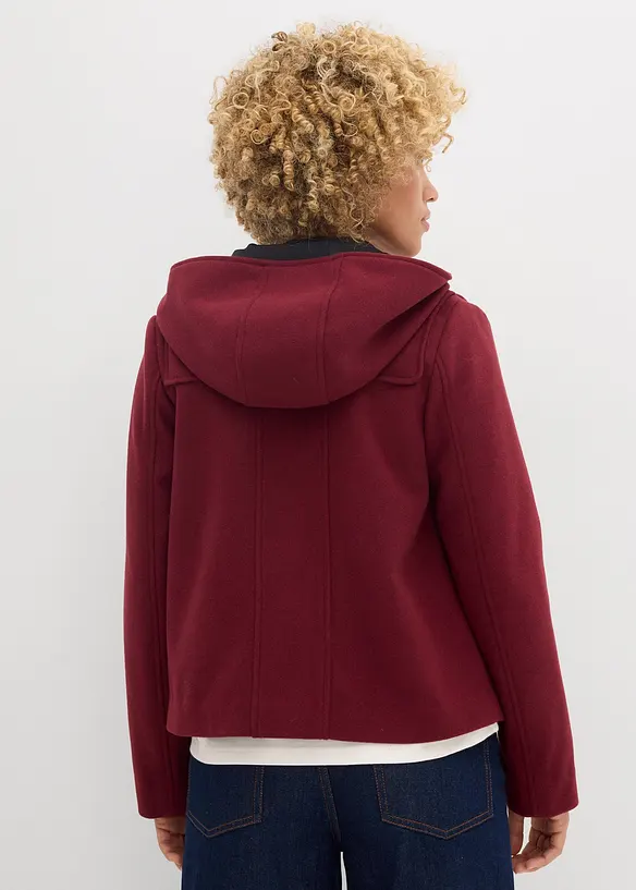 Duffle-Jacke, Wollimitat in rot von hinten (im Anschnitt) - bonprix