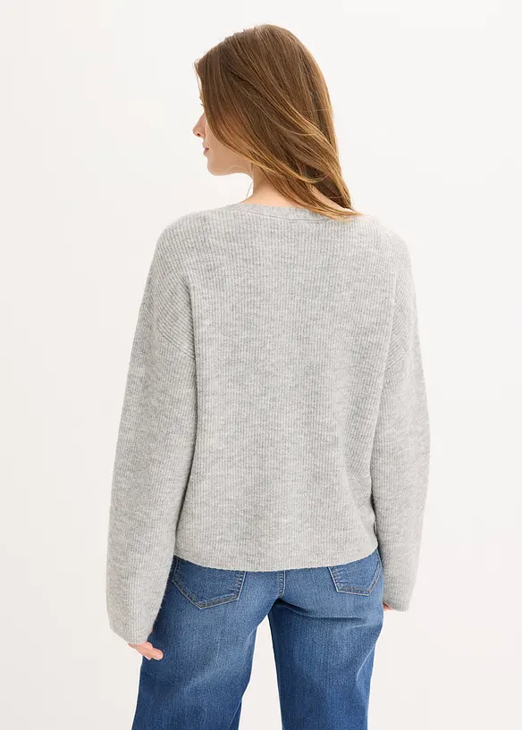 Strickjacke in grau von hinten (im Anschnitt) - bonprix