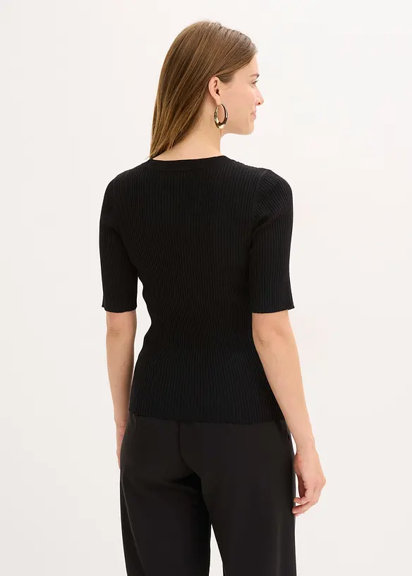 Feinstrickpullover aus softem Viskose-Mix in schwarz von hinten (im Anschnitt) - bonprix Feinstrickpullover aus softem Viskose-Mix in schwarz von hinten (im Anschnitt) - bonprix