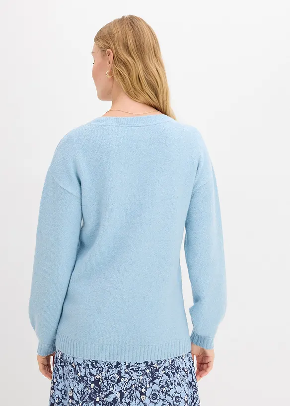 Pullover mit V-Ausschnitt in blau von hinten (im Anschnitt) - bonprix Pullover mit V-Ausschnitt in blau von hinten (im Anschnitt) - bonprix