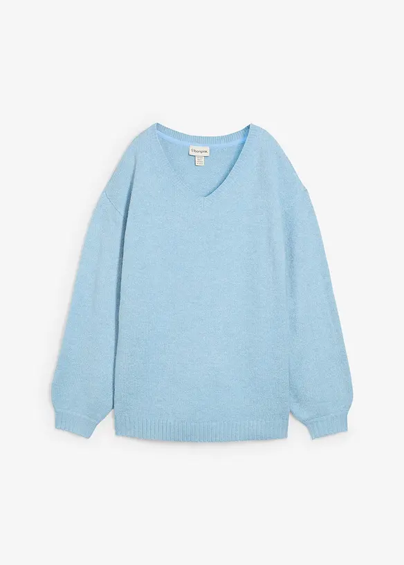 Pullover mit V-Ausschnitt in blau von vorne - bonprix Pullover mit V-Ausschnitt in blau von vorne - bonprix
