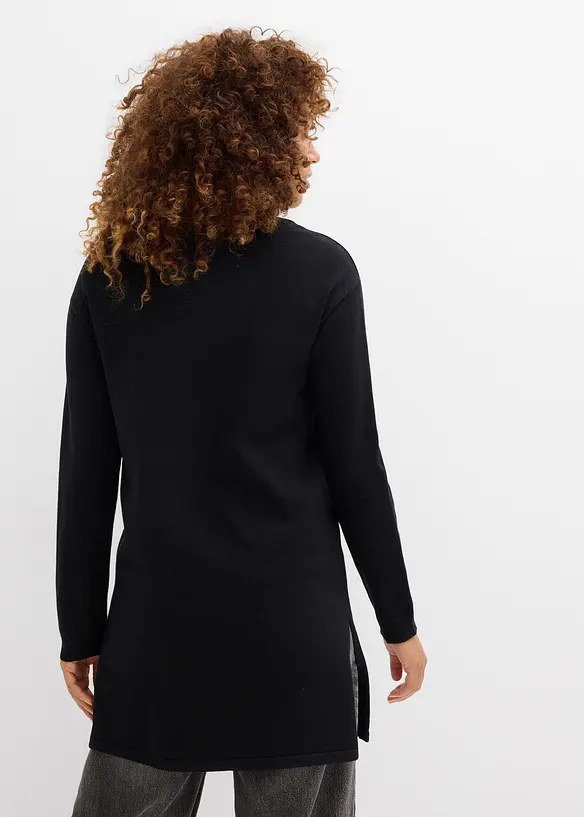 Longpullover mit recycelter Baumwolle in schwarz von hinten (im Anschnitt) - bonprix