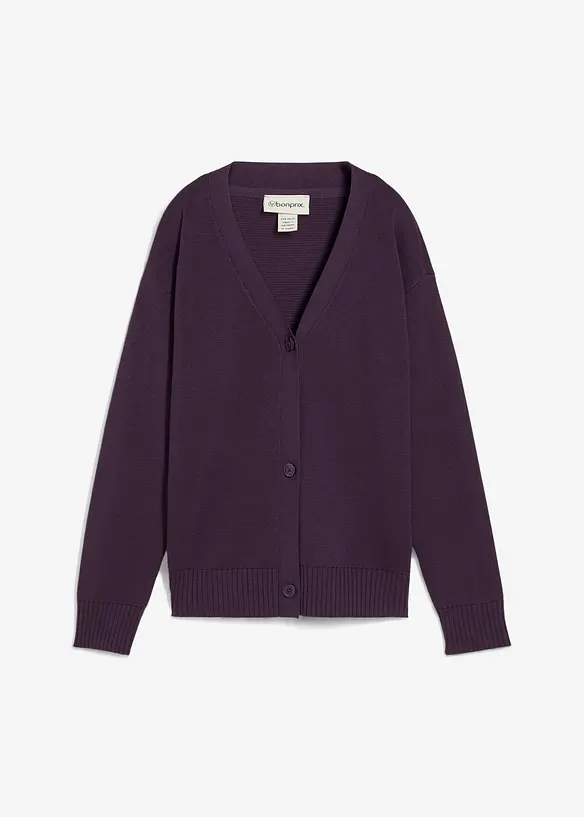 Milano Rib-Feinstrickjacke in lila von vorne - bonprix