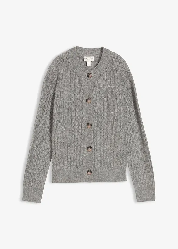Strickjacke in grau von vorne - bonprix