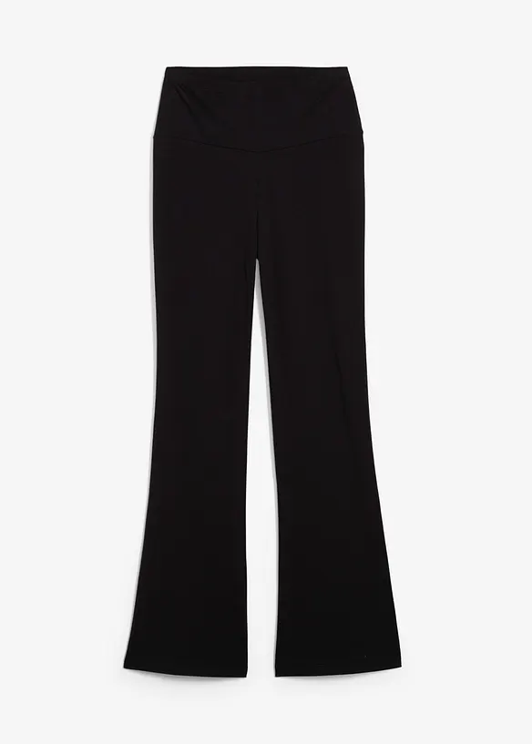 Schlaghose highwaist aus Bio-Baumwolle mit Stretch in schwarz von vorne - bonprix Schlaghose highwaist aus Bio-Baumwolle mit Stretch in schwarz von vorne - bonprix