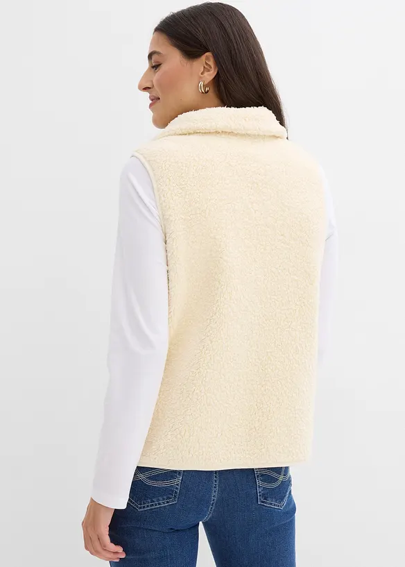 Teddy-Weste in beige von hinten (im Anschnitt) - bonprix