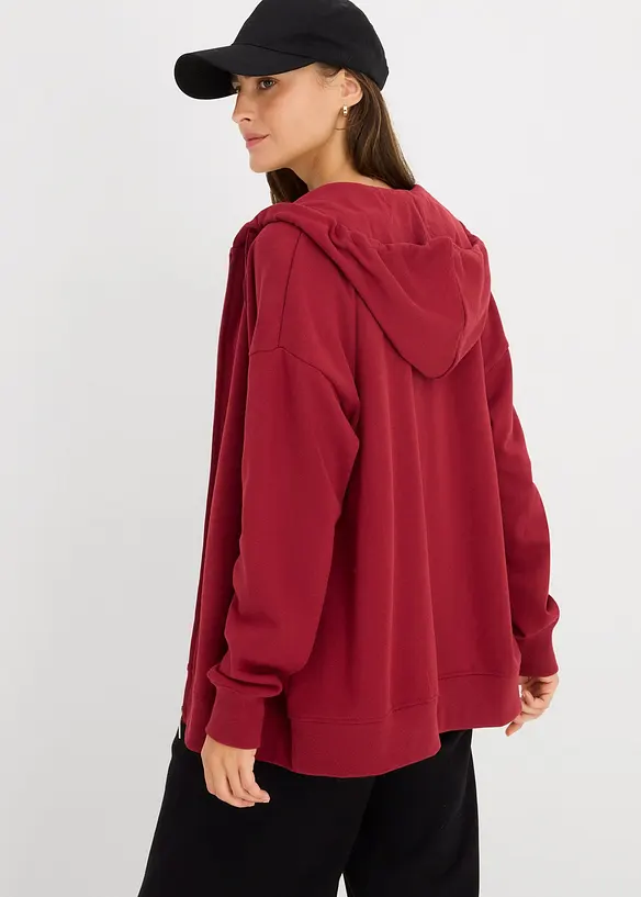 Long-Sweatjacke in rot von hinten (im Anschnitt) - bonprix Long-Sweatjacke in rot von hinten (im Anschnitt) - bonprix