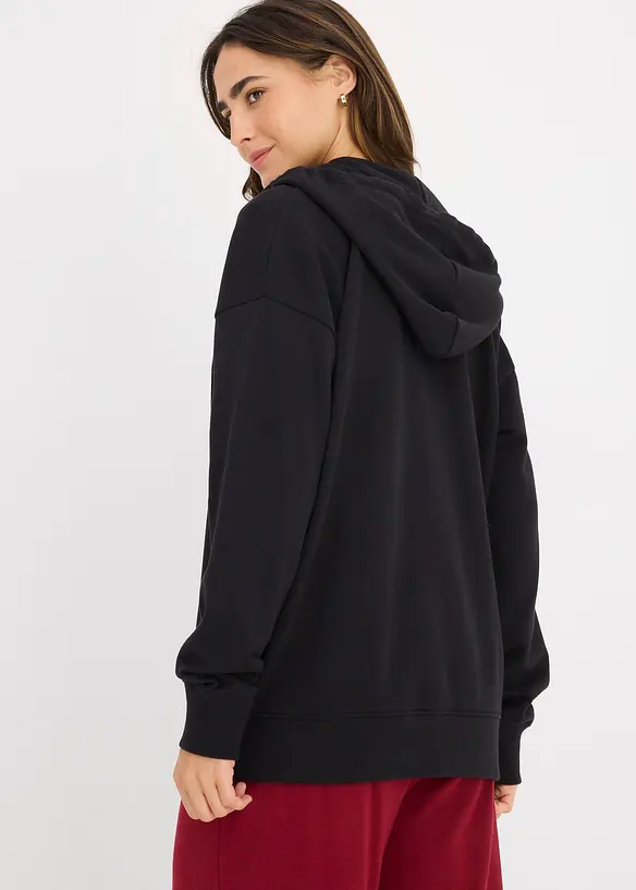 Long-Sweatjacke in schwarz von hinten (im Anschnitt) - bonprix Long-Sweatjacke in schwarz von hinten (im Anschnitt) - bonprix