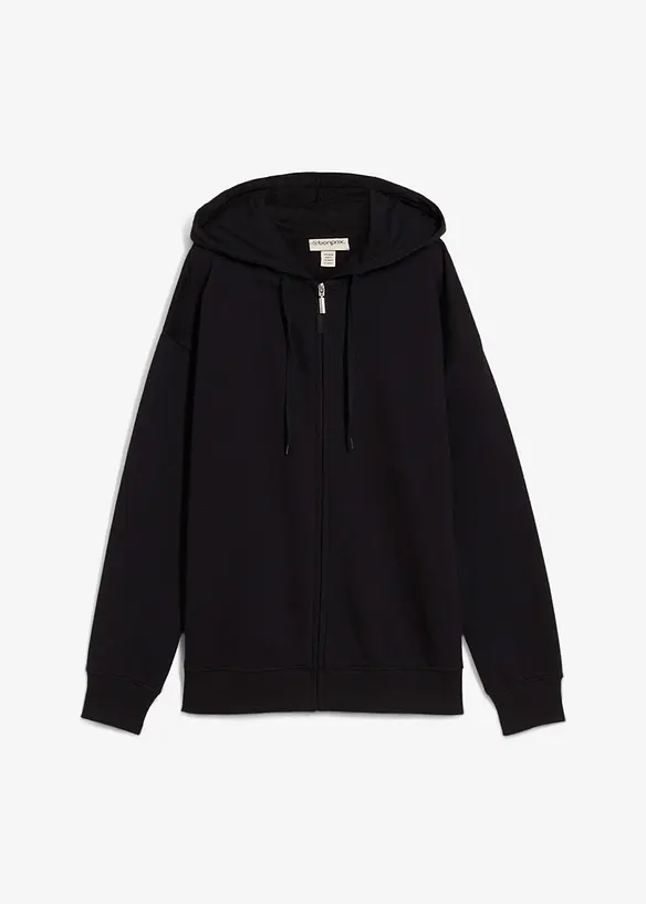 Long-Sweatjacke in schwarz von vorne - bonprix Long-Sweatjacke in schwarz von vorne - bonprix