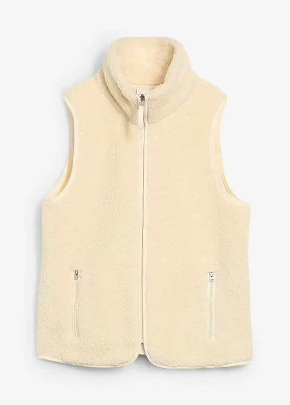 Teddy-Weste in beige von vorne - bonprix