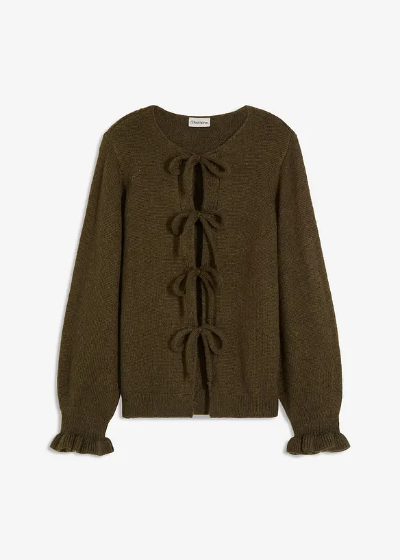 Oversize-Strickjacke aus weichem Woll-Mix in grün von vorne - bonprix Oversize-Strickjacke aus weichem Woll-Mix in grün von vorne - bonprix