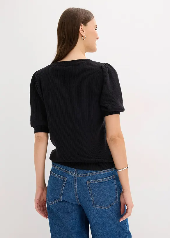Pullover mit Schleifen-Applikation in schwarz von hinten (im Anschnitt) - bonprix Pullover mit Schleifen-Applikation in schwarz von hinten (im Anschnitt) - bonprix