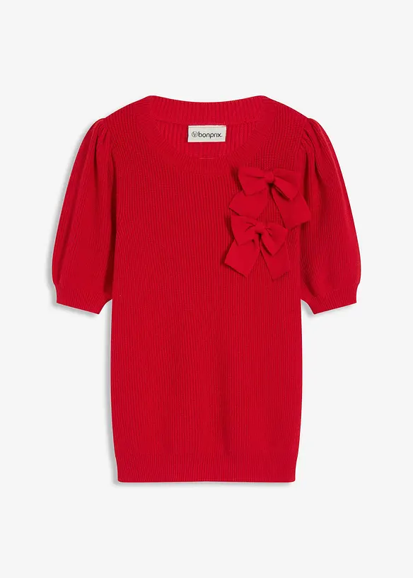 Pullover mit Schleifen-Applikation in rot von vorne - bonprix Pullover mit Schleifen-Applikation in rot von vorne - bonprix