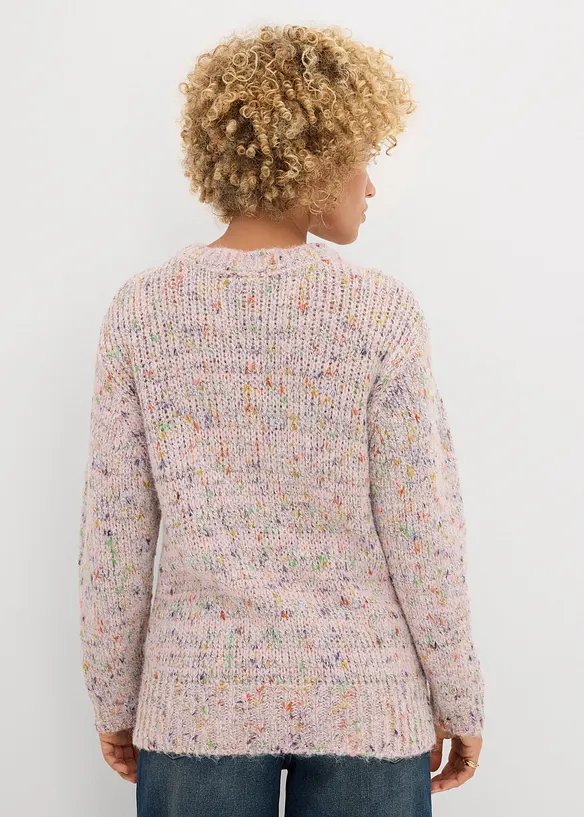 Oversize-Pullover aus Noppengarn in rosa von hinten (im Anschnitt) - bonprix