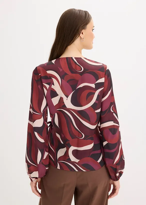 Wickelbluse aus fließendem Satin in rot von hinten (im Anschnitt) - bonprix