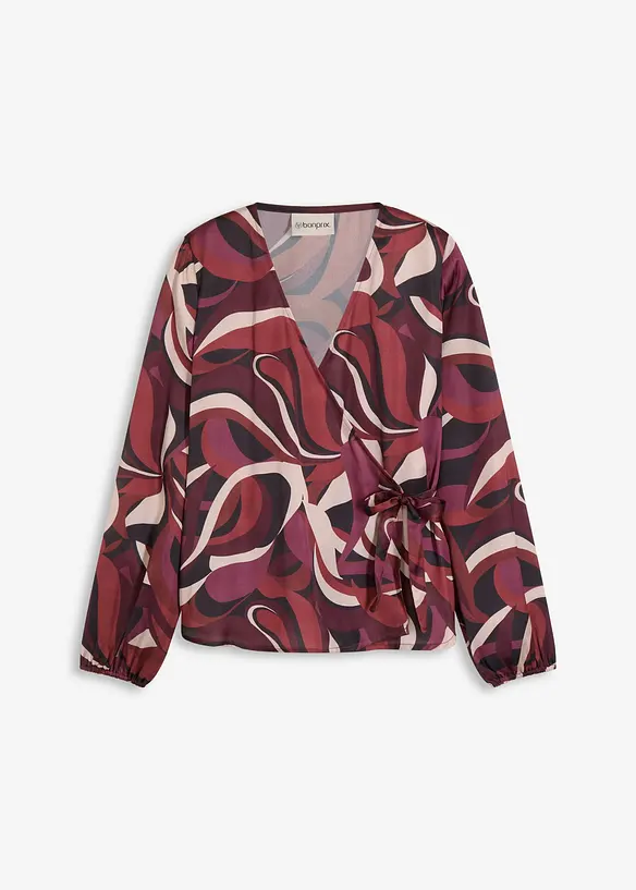 Wickelbluse aus fließendem Satin in rot von vorne - bonprix
