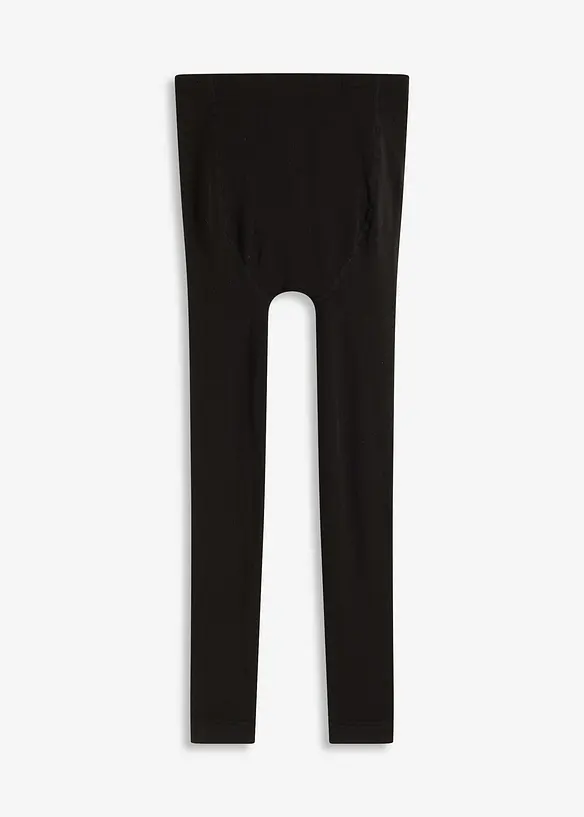 Thermo Schwangerschafts-Strumpfleggings mit softem Fleece 140 DEN in schwarz von vorne - bonprix