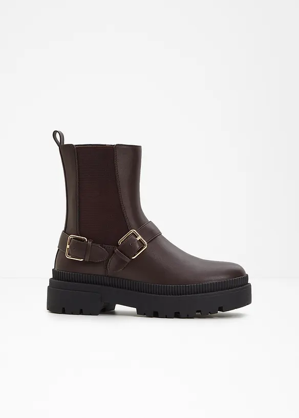 Chelsea-Boots mit Schnallen in braun - bonprix