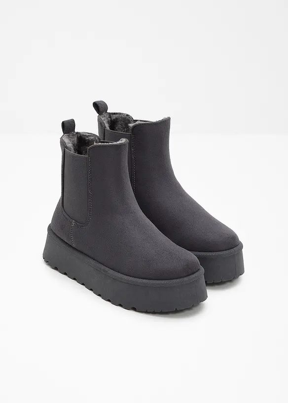 Gefütterte Chelsea-Boots in grau - bonprix
