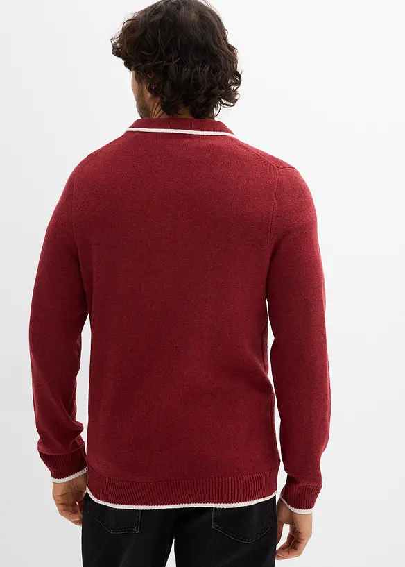 Polo Pullover mit recycelter Baumwolle in rot von hinten (im Anschnitt) - bonprix