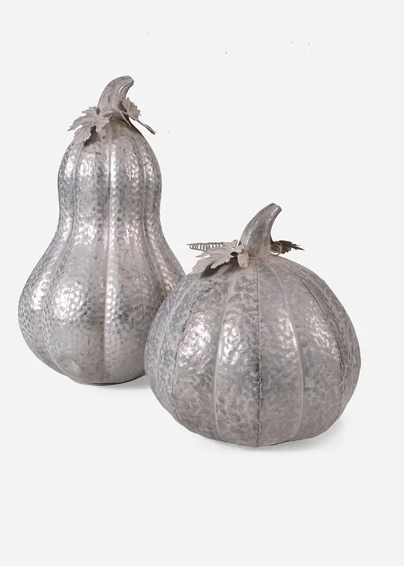Deko-Objekte Metall-Kürbisse (2-tlg. Set) in silber von vorne - bonprix