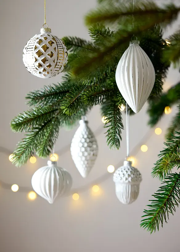 Weihnachtskugeln (12-tlg. Set) in weiß (Ambiente) - bonprix