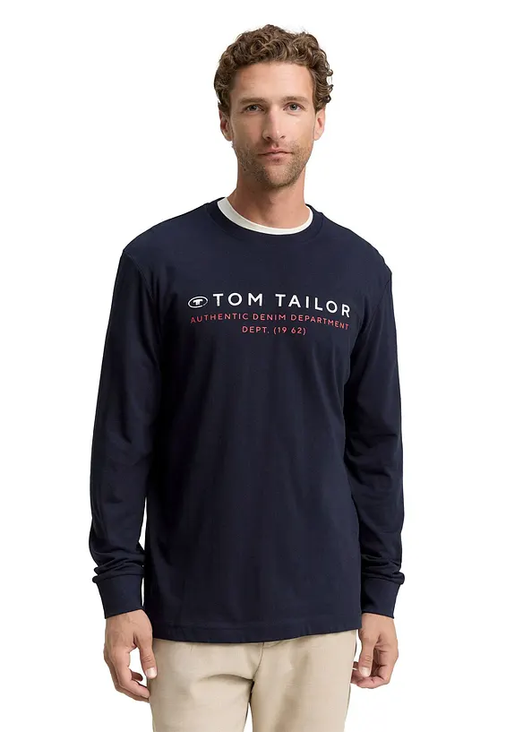 Tom Tailor Langarmshirt in blau von vorne (im Anschnitt) - Tom Tailor