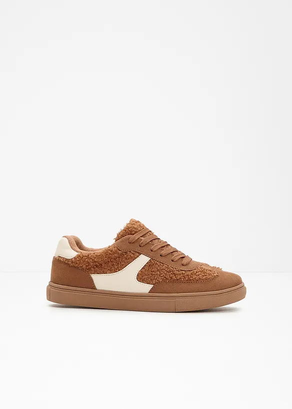 Gefütterter Sneaker im Retrolook in braun - bonprix