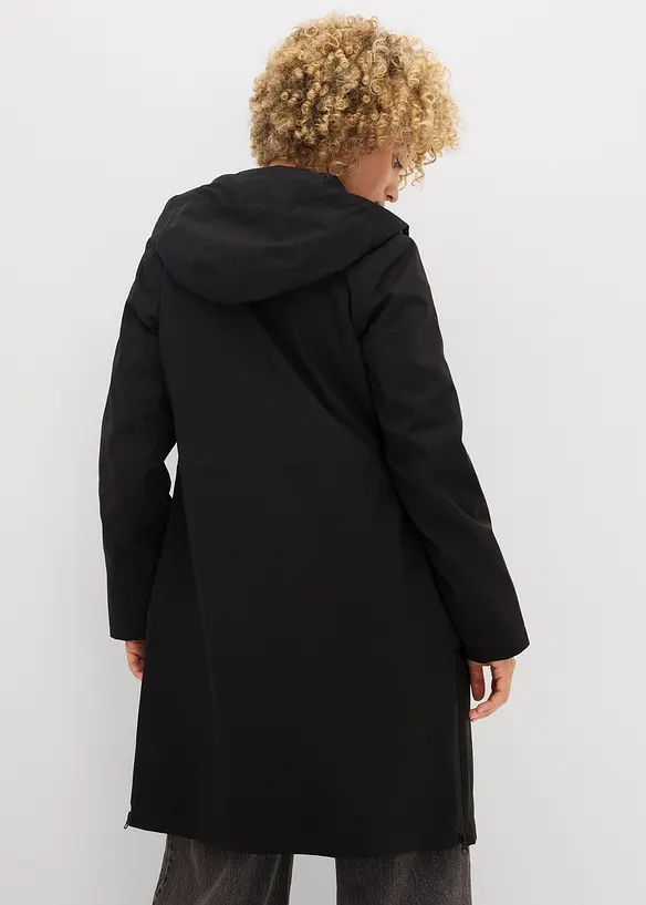 Regen-Kurzmantel in schwarz von hinten (Totalaufnahme) - bonprix