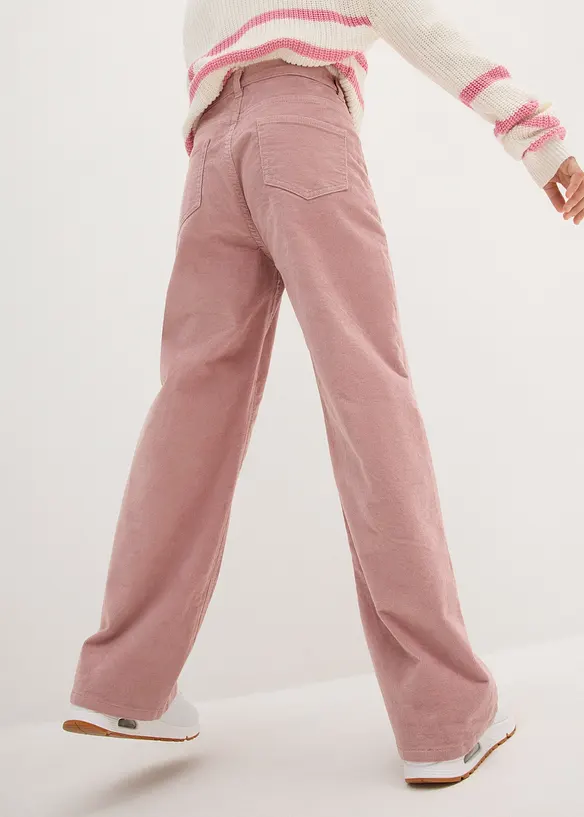 Komfortable Cordhose Loose fit in rosa von hinten - bonprix