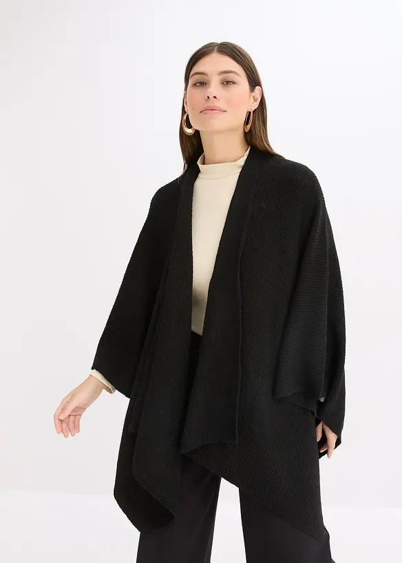 weicher Poncho in schwarz von vorne (im Anschnitt) - bonprix