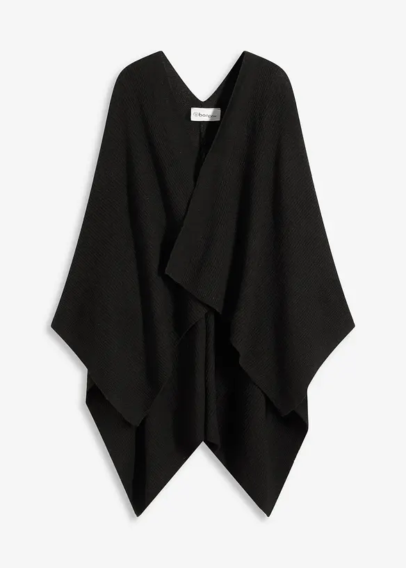 weicher Poncho in schwarz von vorne - bonprix