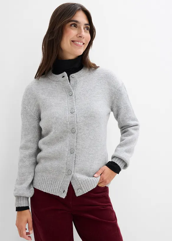 Strickjacke in grau von vorne (im Anschnitt) - bonprix