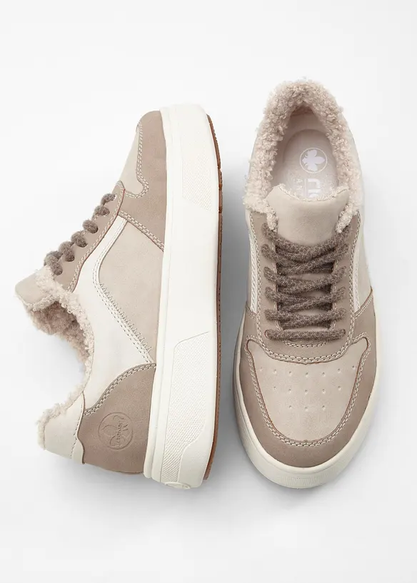 Gefütterter Rieker Komfort-Plateau-Sneaker in beige - Rieker