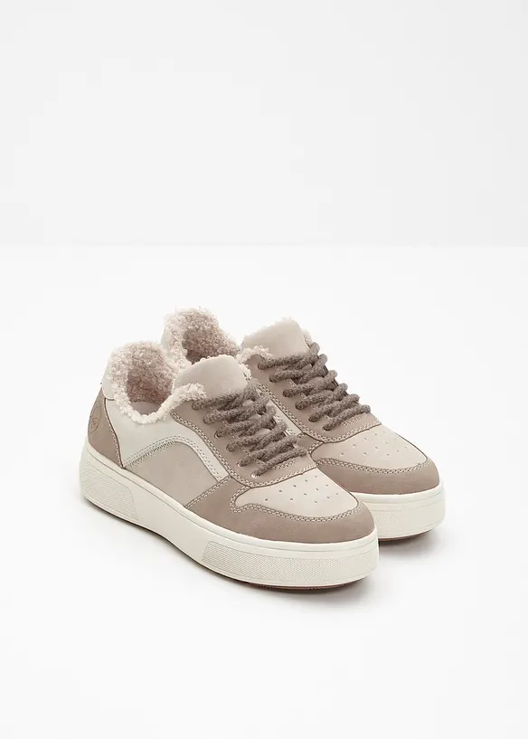 Gefütterter Rieker Komfort-Plateau-Sneaker in beige - Rieker