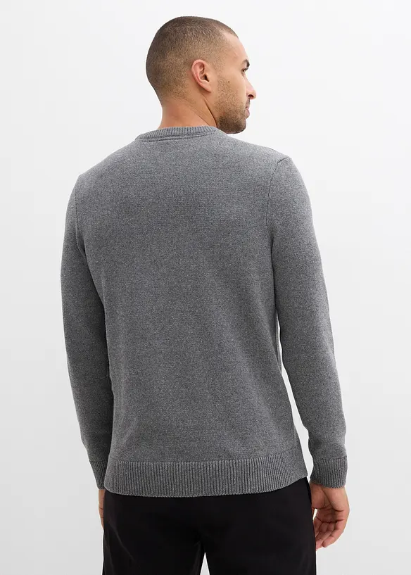 Feinstrickpullover in Regular Fit in grau von hinten (im Anschnitt) - bonprix