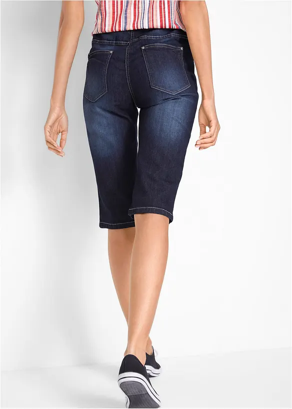 Jeans Bermuda Mid Waist mit gekrempeltem Saum in blau von hinten - bonprix