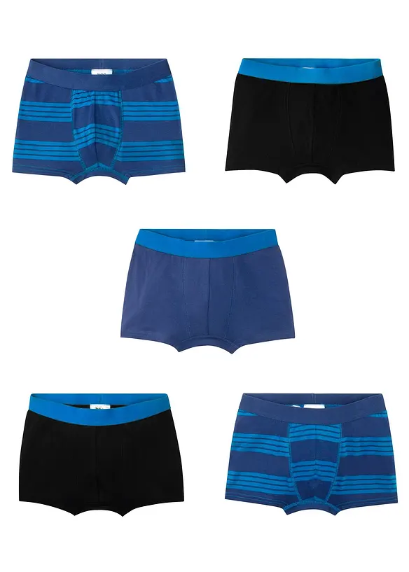 Boxershorts mit weicher Baumwolle (5er Pack) in blau von vorne - bonprix